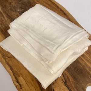 Linen Tablecloth and Napkins Set of Five Floral Embossed Square